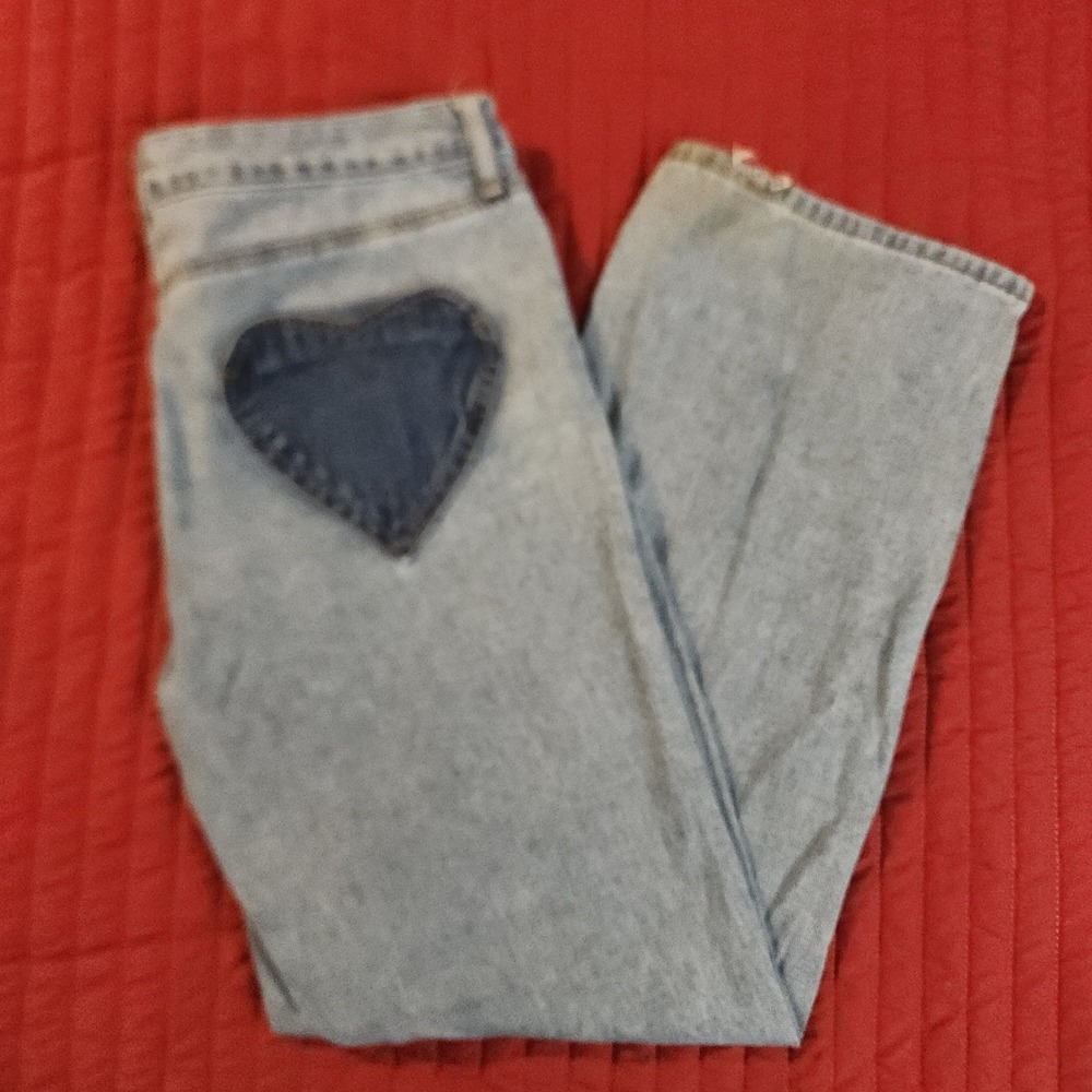 E38 Ashley Mason Premium Heart Butt Wide Leg Jeans Light Wash Size 11/30